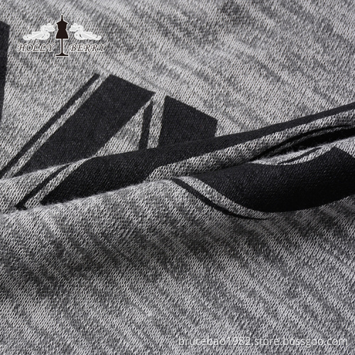 Streetwear Printed Knitted Letter Breathable Gray Sweatshirt